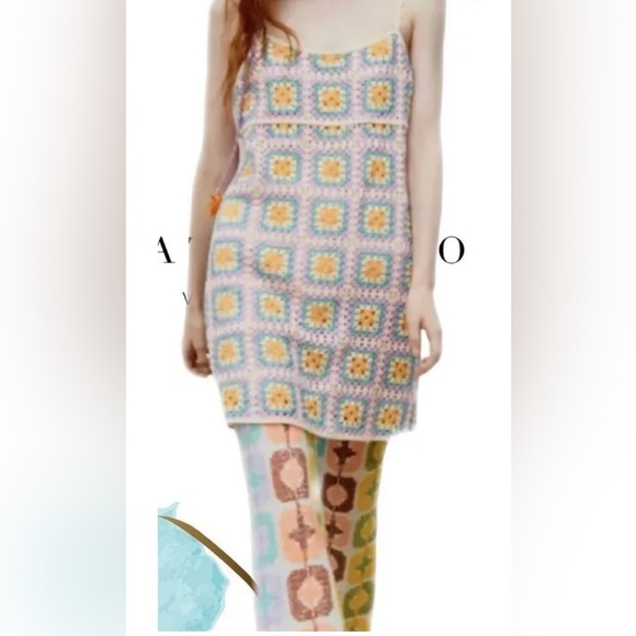 Zara croché boho mini dress size small multicolor - Picture 16 of 16